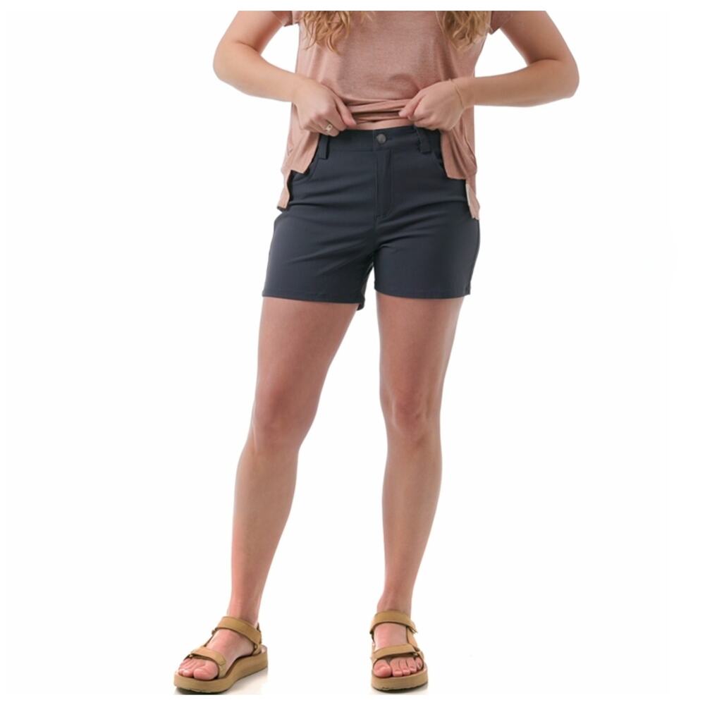 Flylow Life Short Womens Sz 12 Green Gray‎ UPF 50+ Hiking Activewear Stretch $75 - Picture 5 of 16
